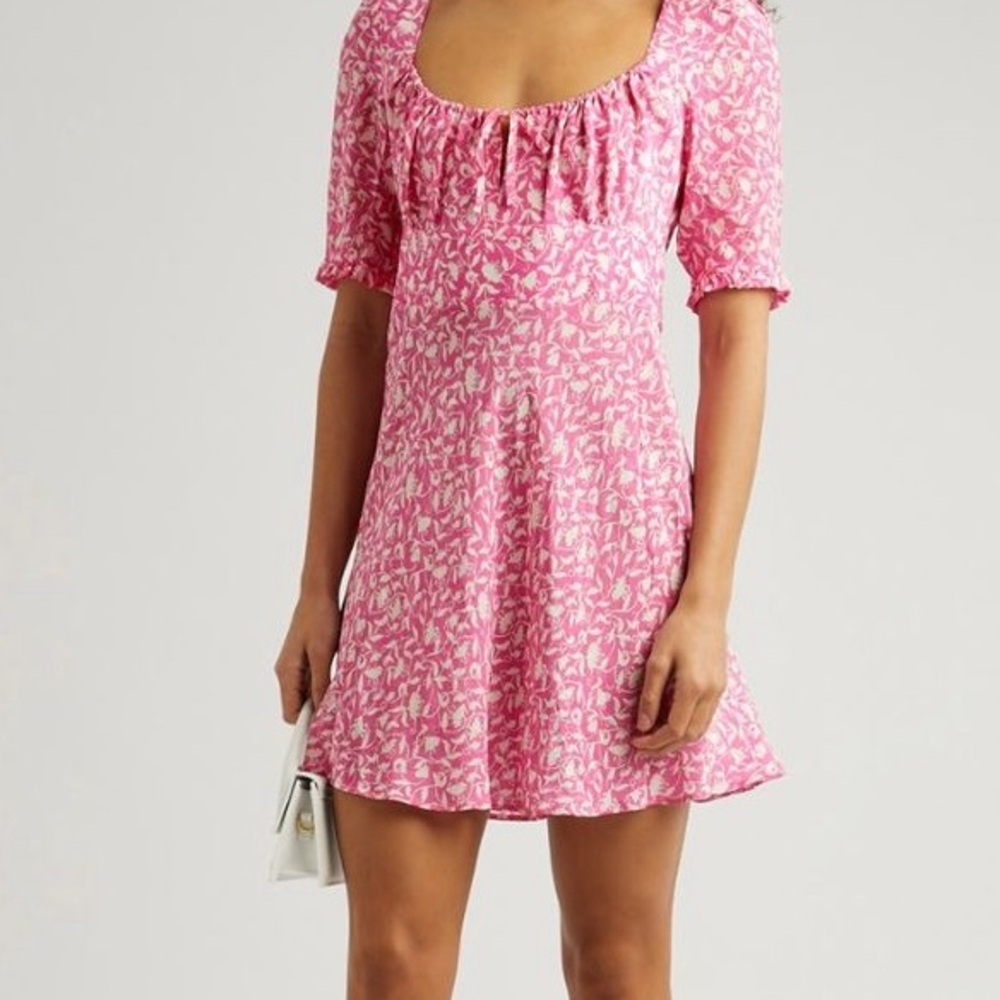 RIXO Lilita Tie-Detailed Ruched Silk-Crepe Mini Dress in pink Size M - Picture 3 of 10